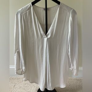 Stradivarius Women’s White Satin Pearl Blouse Top size L